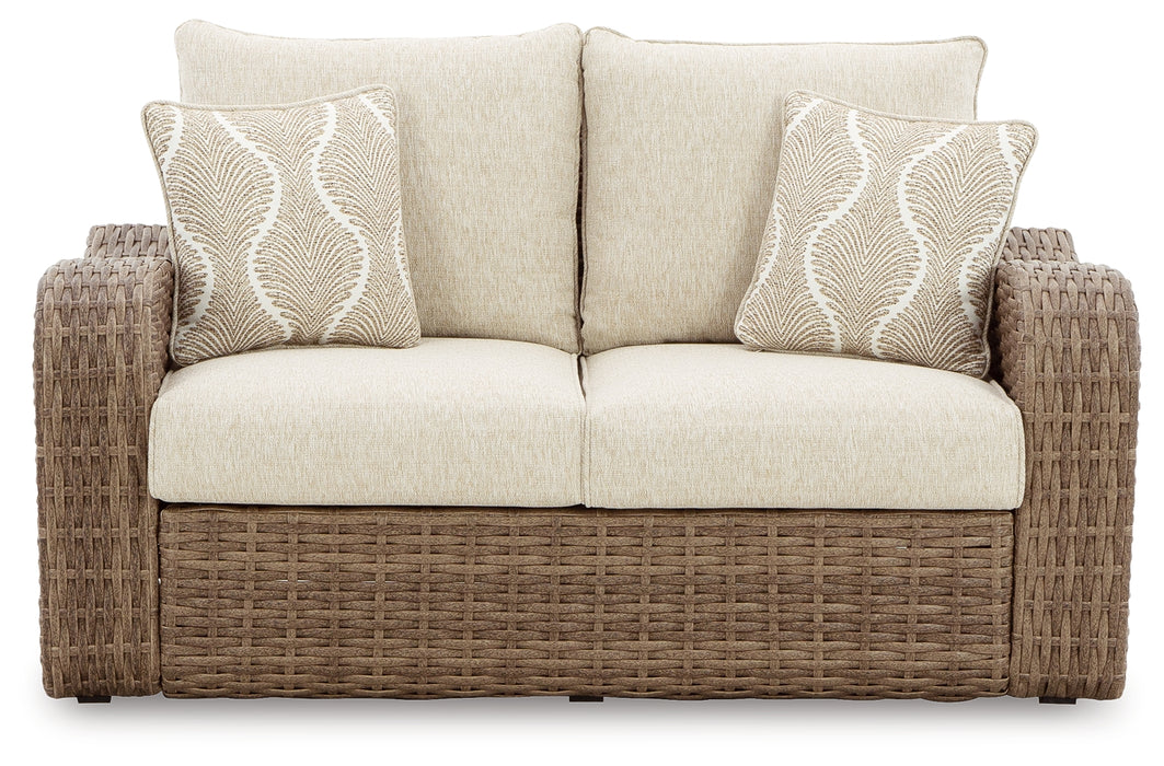 SANDY BLOOM Outdoor Loveseat with Cushion - P507-835 - In Stock Furniture