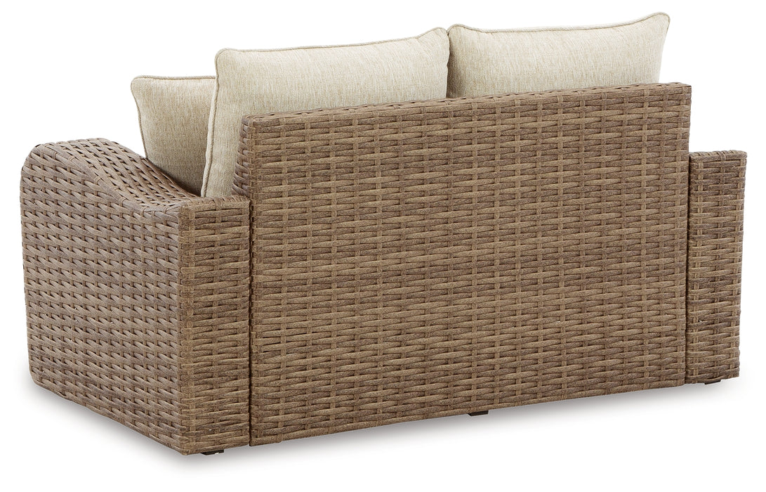 SANDY BLOOM Outdoor Loveseat with Cushion - P507-835 - In Stock Furniture