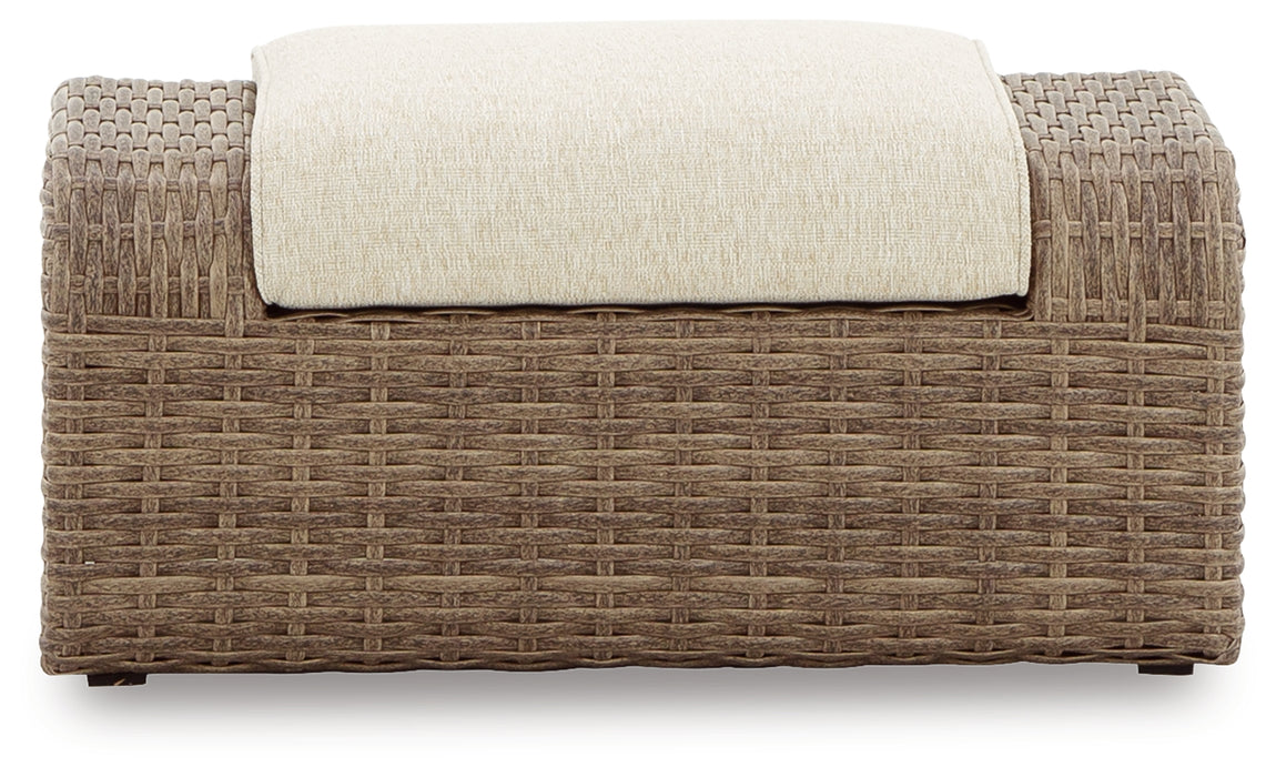 SANDY BLOOM Outdoor Ottoman with Cushion - P507-814 - In Stock Furniture