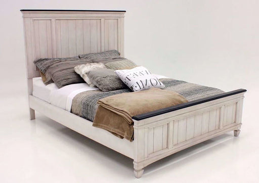 Sawyer Antique White-Brown Queen Panel Bed - Gate Furniture
