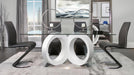 Seminole Glass Top Table & Black PU Chair Dining Set - Gate Furniture