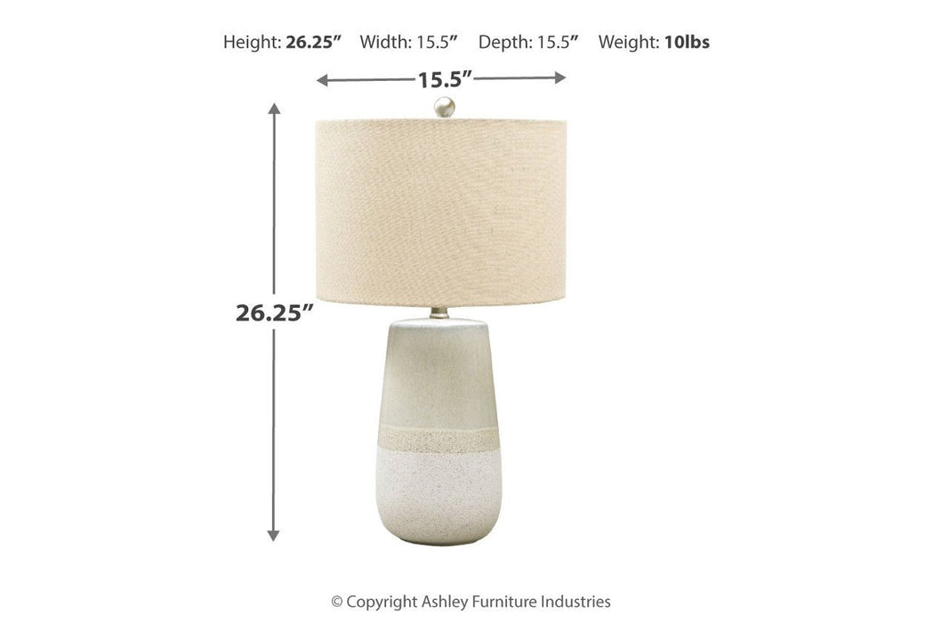 Shavon Beige/White Table Lamp - L100724 - Gate Furniture