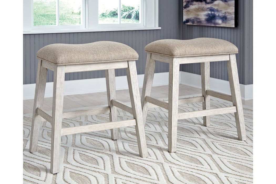 Skempton White/Light Brown Counter Height Bar Stool (Set of 2) - D394-024 - Gate Furniture