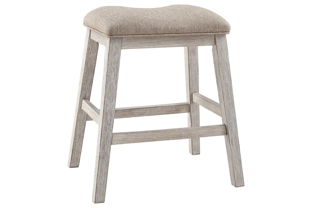 Skempton White/Light Brown Counter Height Bar Stool (Set of 2) - D394-024 - Gate Furniture