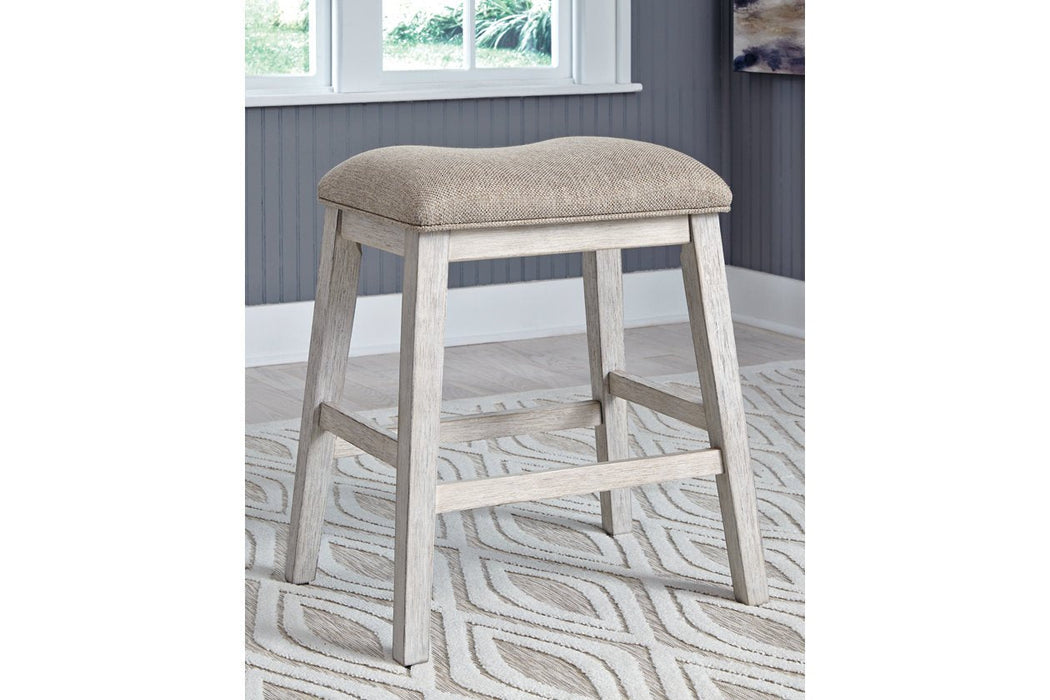 Skempton White/Light Brown Counter Height Bar Stool (Set of 2) - D394-024 - Gate Furniture