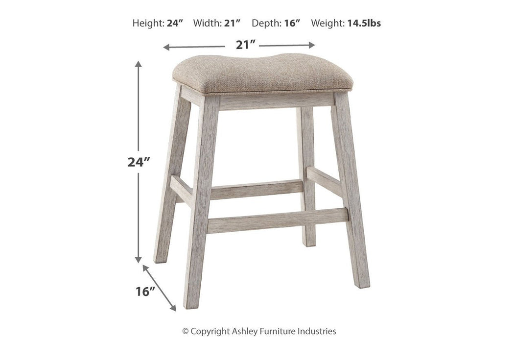 Skempton White/Light Brown Counter Height Bar Stool (Set of 2) - D394-024 - Gate Furniture