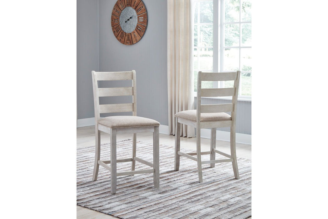 Skempton White/Light Brown Counter Height Bar Stool (Set of 2) - D394-124 - Gate Furniture