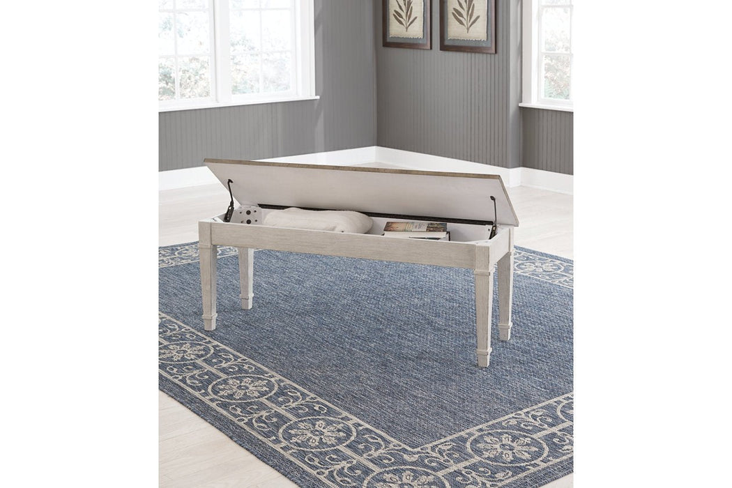 Skempton White/Light Brown Storage Bench - D394-00 - Gate Furniture