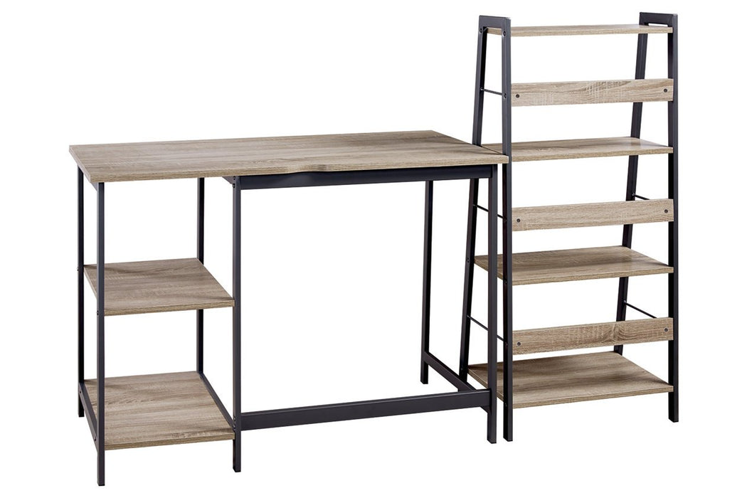 Soho Light Brown/Gunmetal Home Office Desk and Shelf - Z1411838 - Gate Furniture