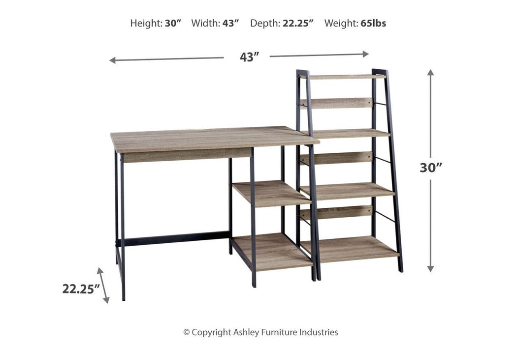 Soho Light Brown/Gunmetal Home Office Desk and Shelf - Z1411838 - Gate Furniture