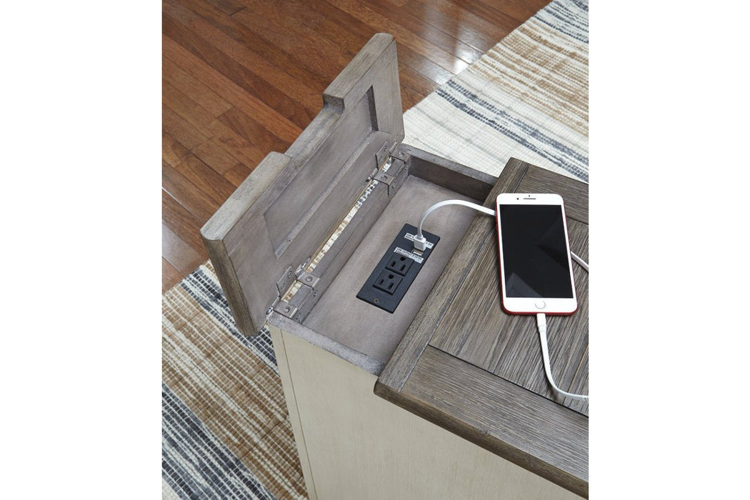 [SPECIAL] Bolanburg Two-tone Chairside End Table with USB Ports & Outlets - T637-7 - Gate Furniture