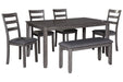[SPECIAL] Bridson Gray Dining Table and Chairs with Bench (Set of 6) - D383-325 - Gate Furniture