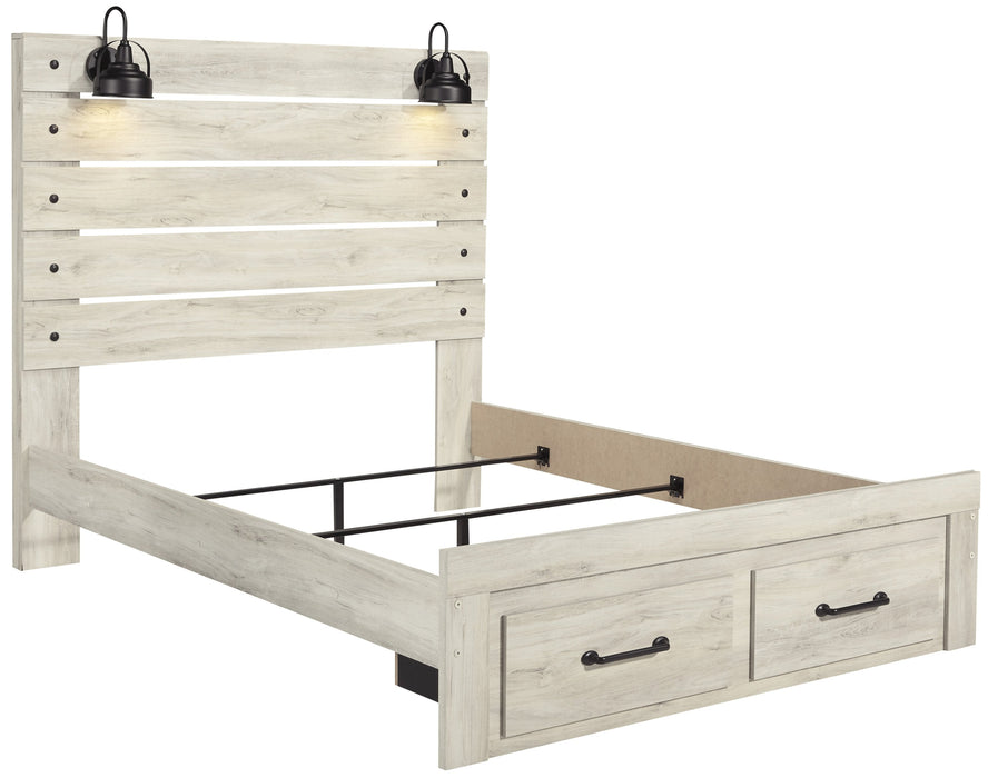 [SPECIAL] Cambeck Whitewash Queen Footboard Storage Bed - Gate Furniture