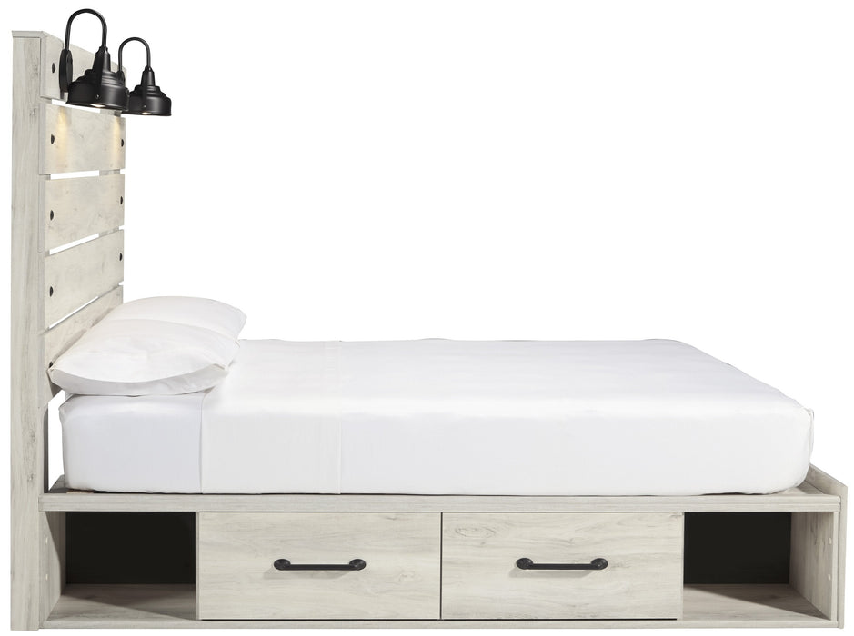 [SPECIAL] Cambeck Whitewash Queen Side Storage Platform Bed - Gate Furniture