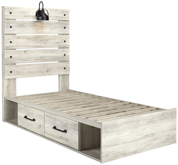 [SPECIAL] Cambeck Whitewash Twin Side Storage Platform Bed - Gate Furniture
