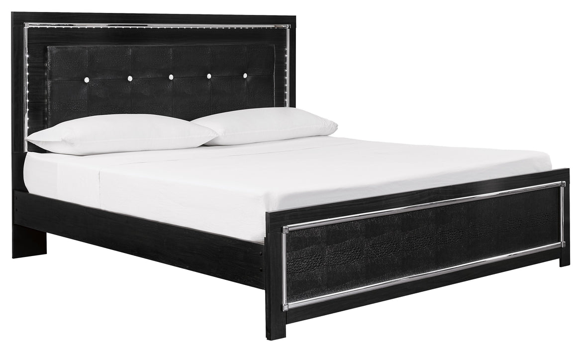 [SPECIAL] Kaydell Black LED King Panel Bed - Gate Furniture