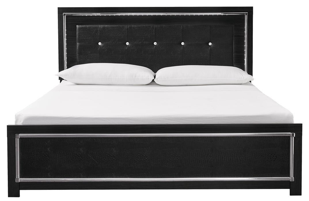 [SPECIAL] Kaydell Black LED King Panel Bed - Gate Furniture