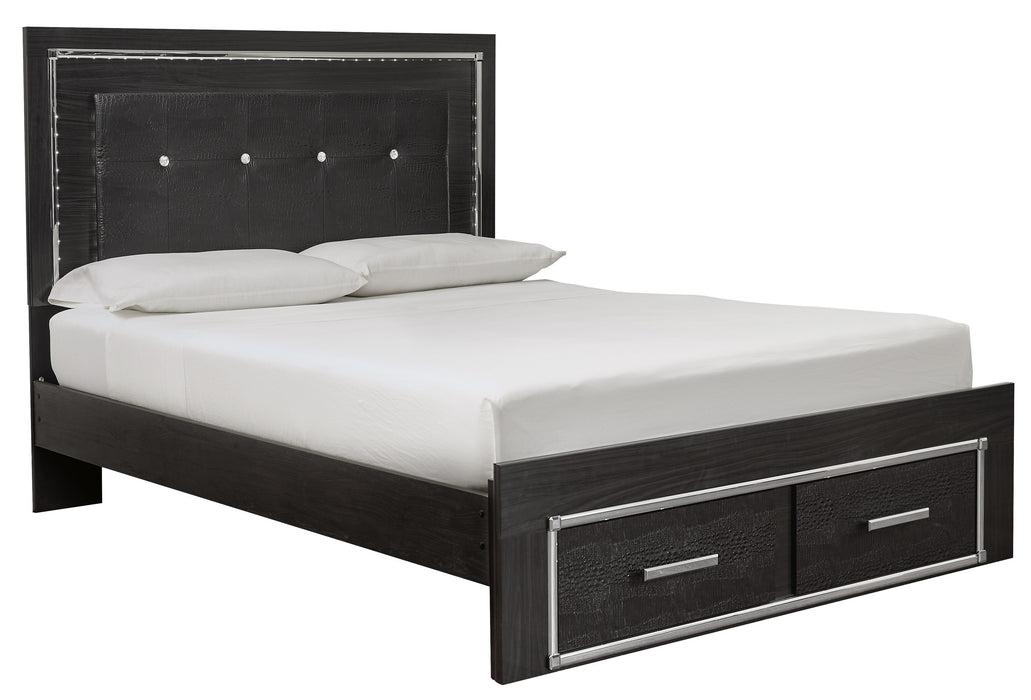 [SPECIAL] Kaydell Black LED Queen Storage Panel Bed - Gate Furniture