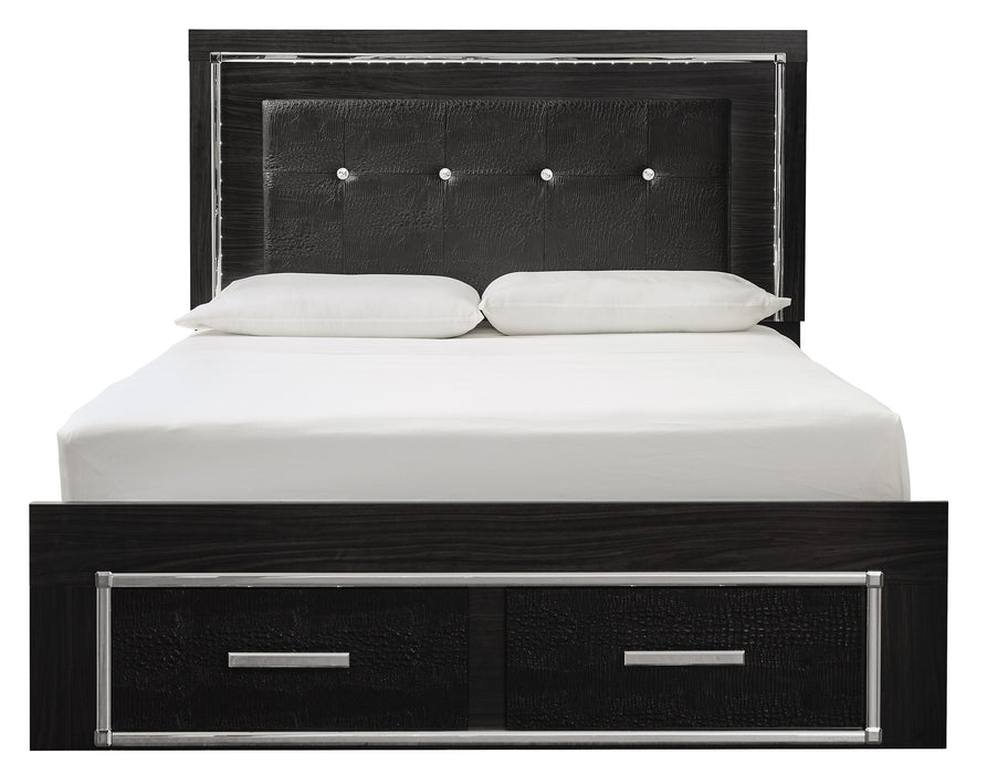 [SPECIAL] Kaydell Black LED Queen Storage Panel Bed - Gate Furniture