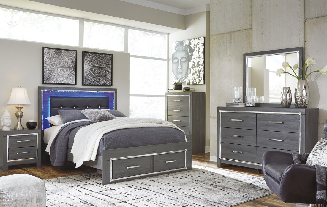 [SPECIAL] Lodanna Gray LED Storage Bedroom Set - Gate Furniture