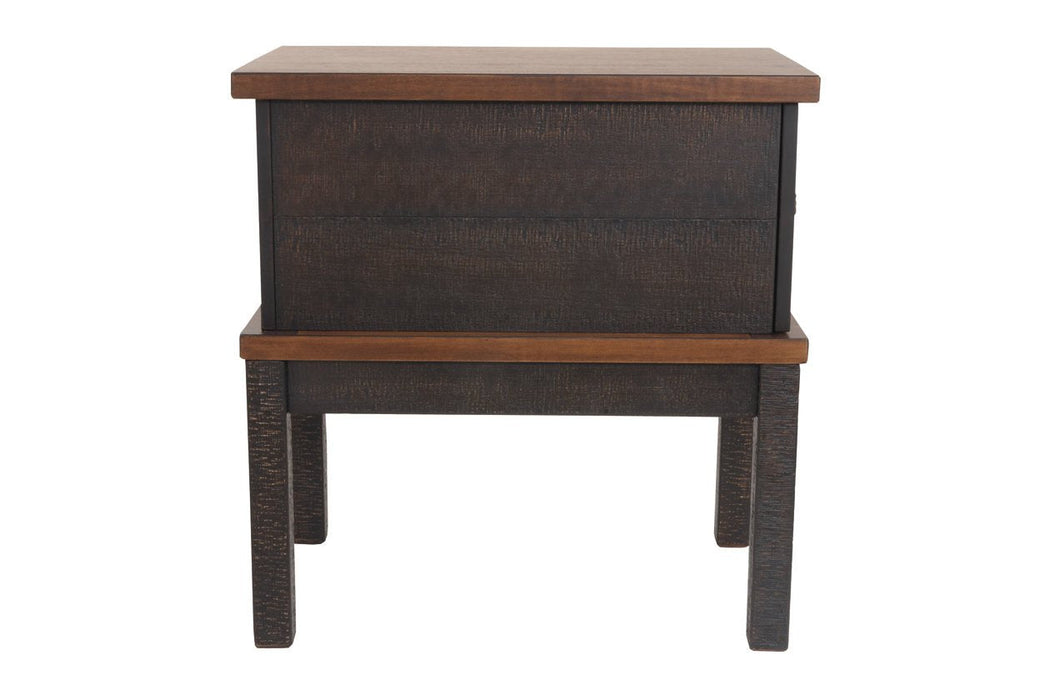 Stanah Two-tone Chairside End Table with USB Ports & Outlets - T892-7 - Gate Furniture