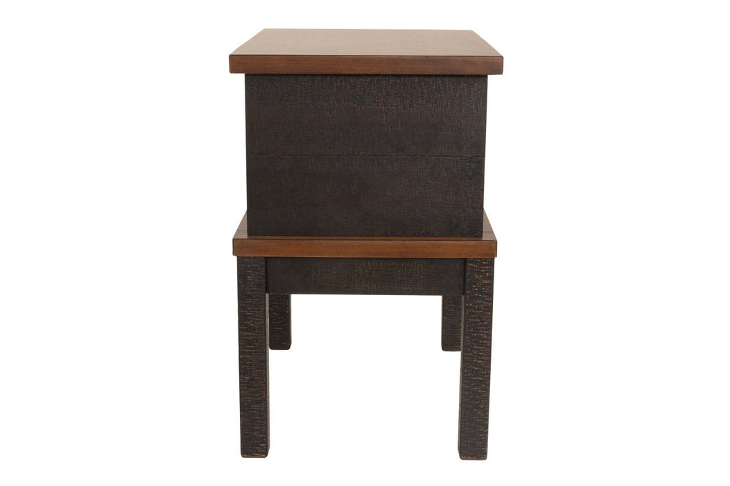 Stanah Two-tone Chairside End Table with USB Ports & Outlets - T892-7 - Gate Furniture