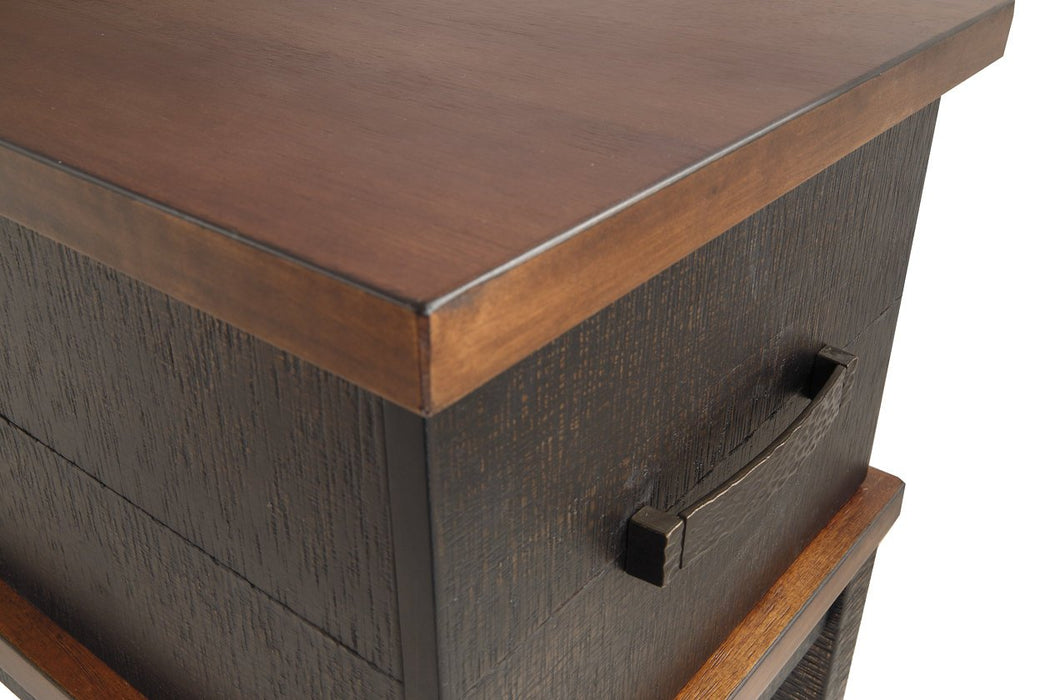 Stanah Two-tone Chairside End Table with USB Ports & Outlets - T892-7 - Gate Furniture