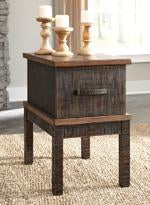 Stanah Two-tone Chairside End Table with USB Ports & Outlets - T892-7 - Gate Furniture
