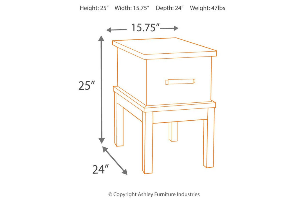 Stanah Two-tone Chairside End Table with USB Ports & Outlets - T892-7 - Gate Furniture
