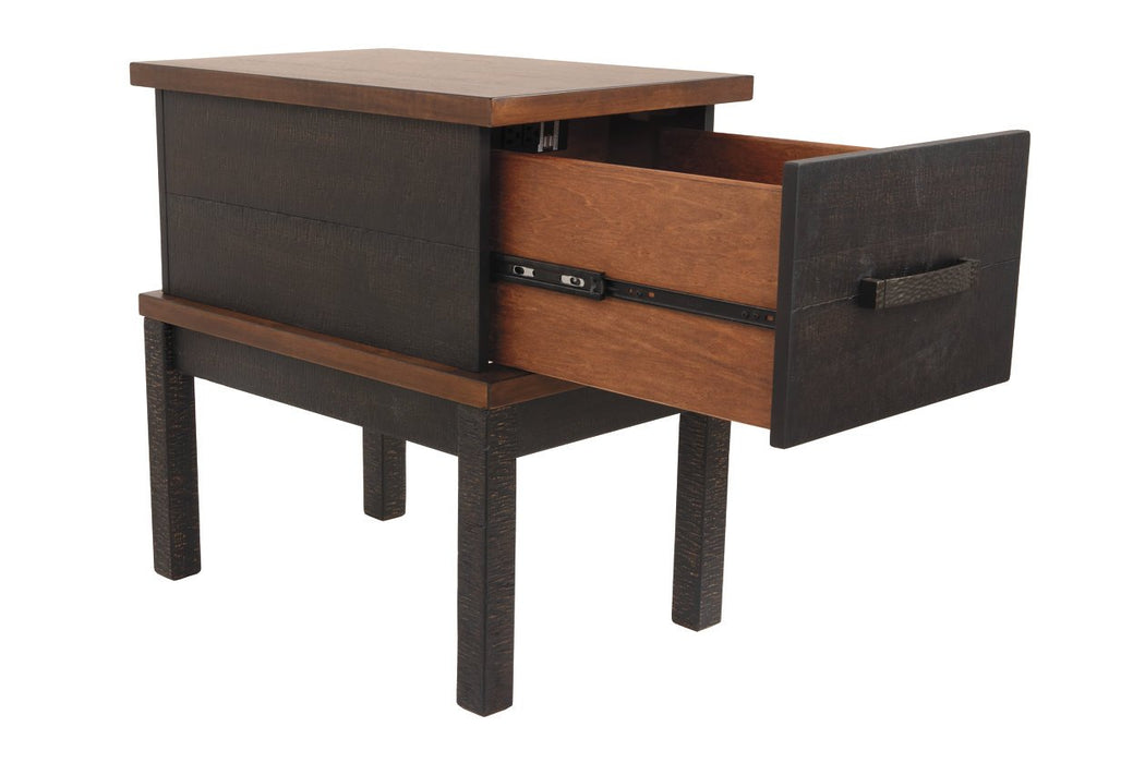 Stanah Two-tone Chairside End Table with USB Ports & Outlets - T892-7 - Gate Furniture