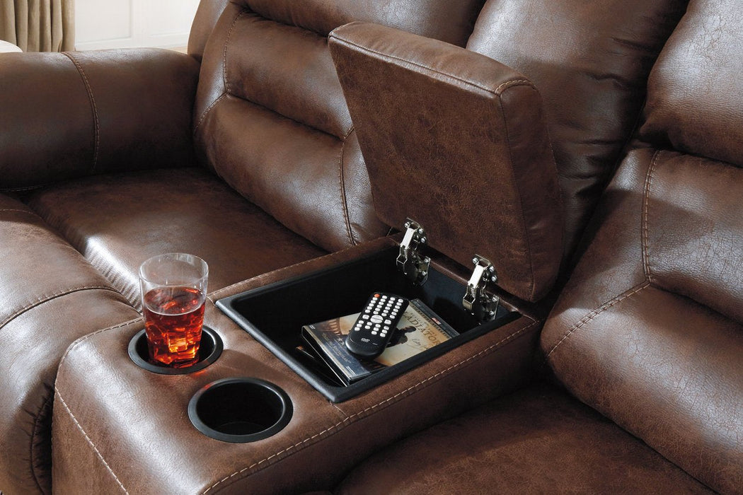 Stoneland Chocolate Power Reclining Loveseat with Console - 3990496 - Gate Furniture