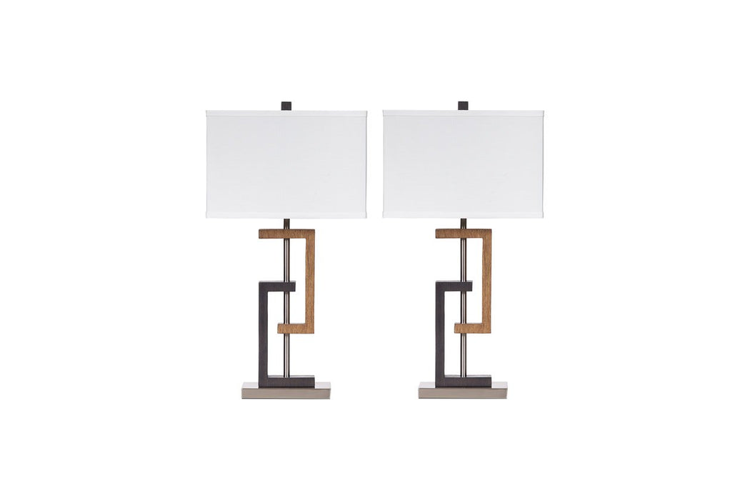 Syler Brown/Silver Finish Table Lamp (Set of 2) - L405284 - Gate Furniture