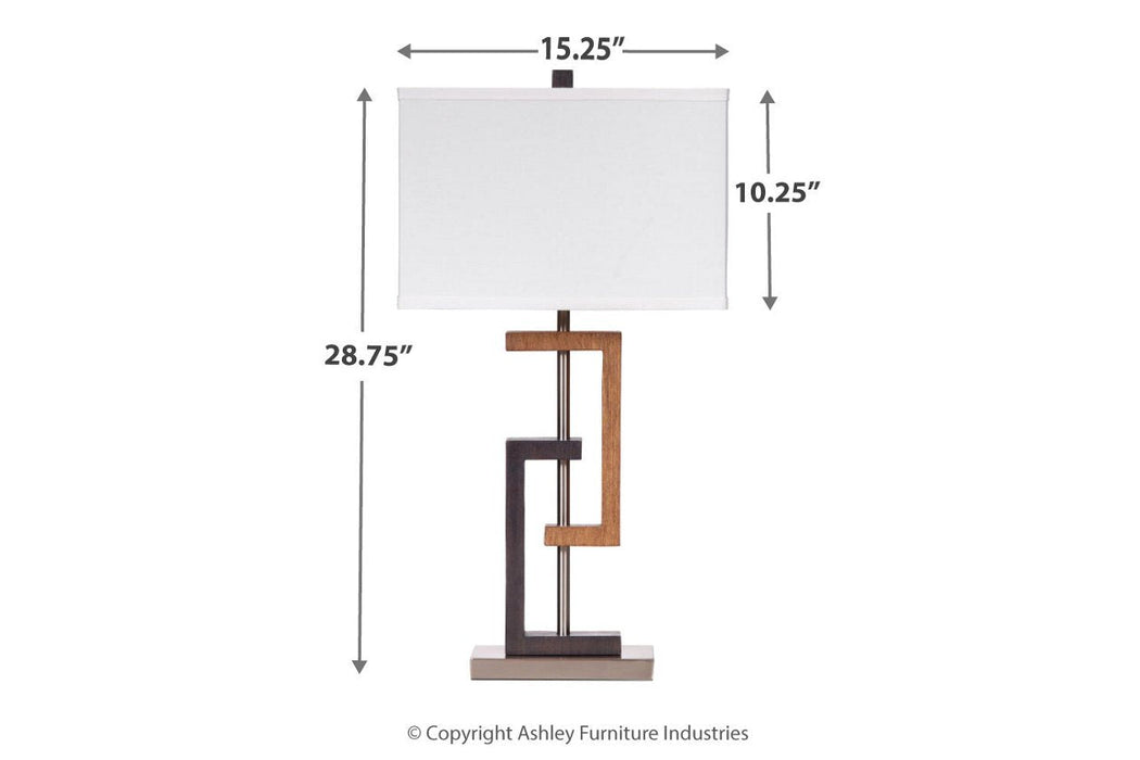 Syler Brown/Silver Finish Table Lamp (Set of 2) - L405284 - Gate Furniture