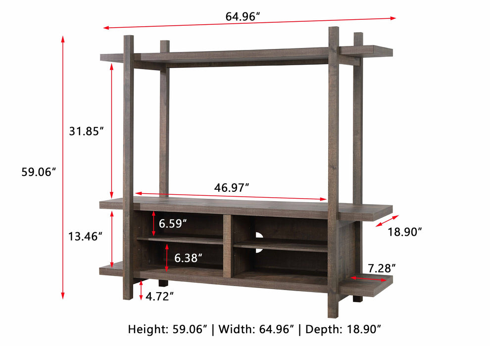 Tacoma Brown 65" Entertainment Center - B8280-8 - Gate Furniture