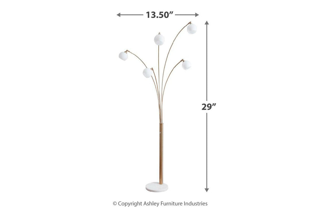 Taliya Champagne/White Arc Lamp - L725119 - Gate Furniture