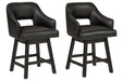 Tallenger Black/Dark Brown Counter Height Bar Stool (Set of 2) - D380-924 - Gate Furniture