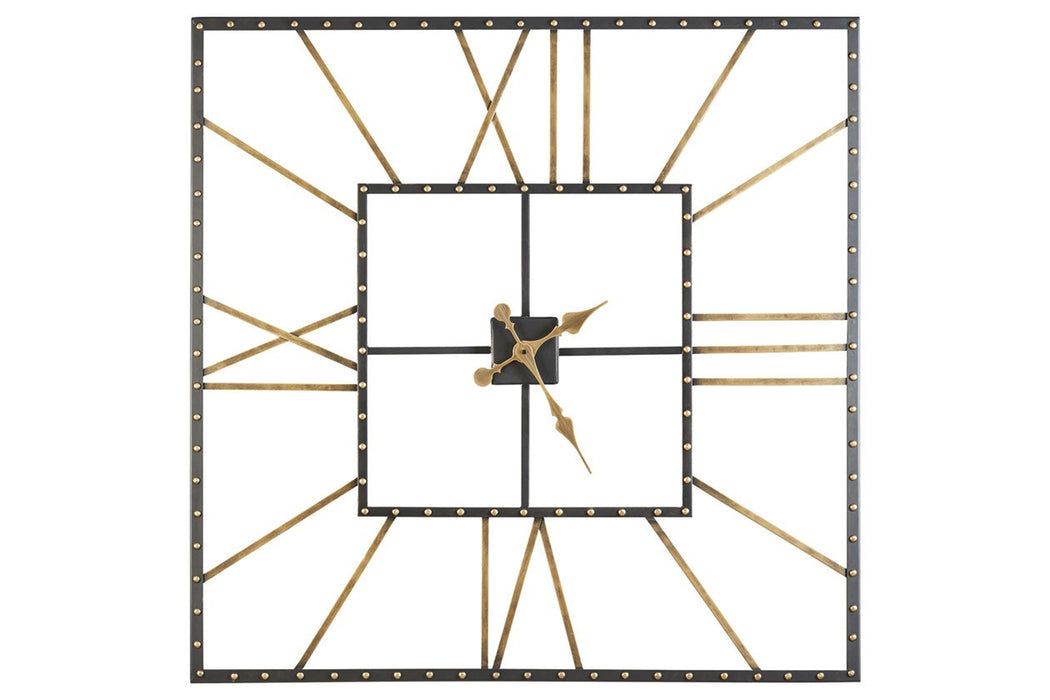 Thames Black/Gold Finish Wall Clock - A8010112 - Gate Furniture