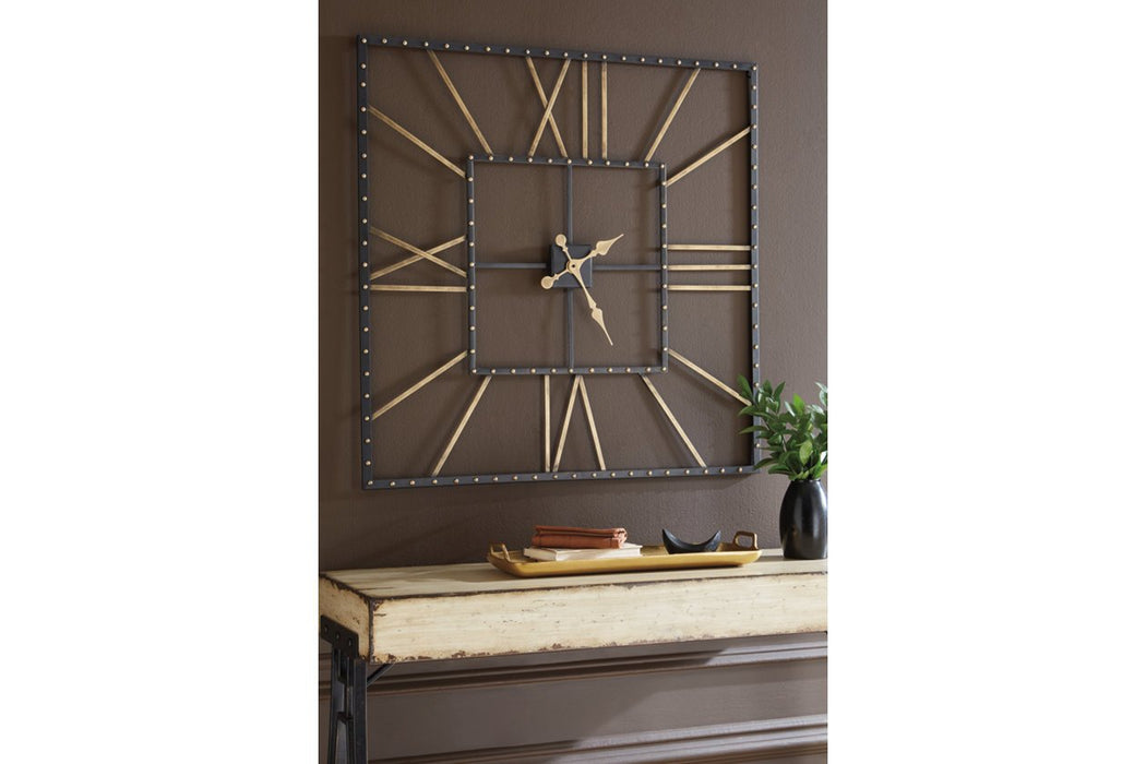 Thames Black/Gold Finish Wall Clock - A8010112 - Gate Furniture