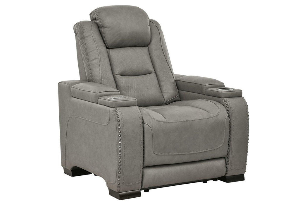 The Man-Den Gray Power Recliner - U8530513 - Gate Furniture