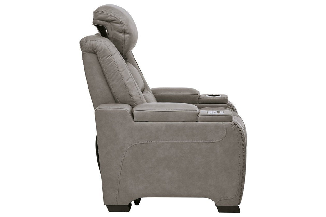 The Man-Den Gray Power Recliner - U8530513 - Gate Furniture