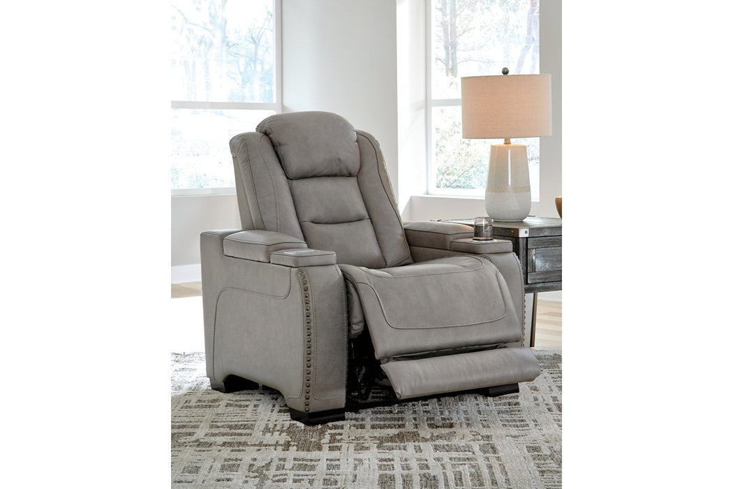 The Man-Den Gray Power Recliner - U8530513 - Gate Furniture