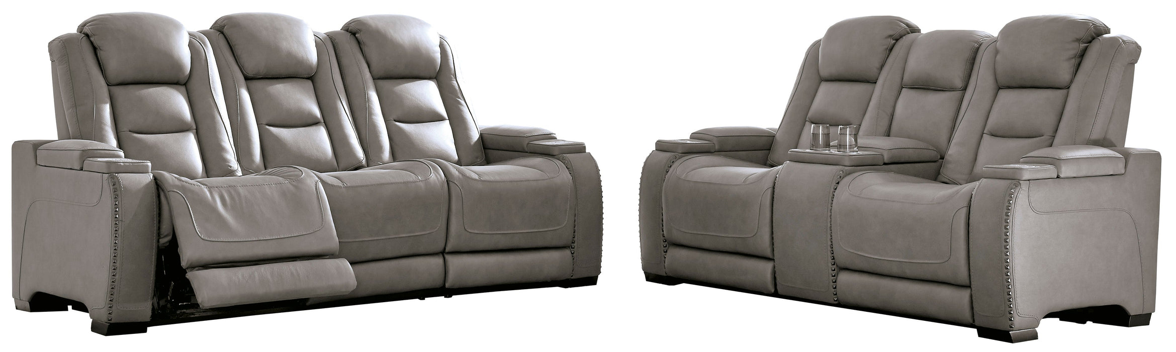 The Man-Den Gray Power Reclining Living Room Set - Gate Furniture
