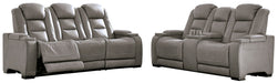 The Man-Den Gray Power Reclining Living Room Set - Gate Furniture