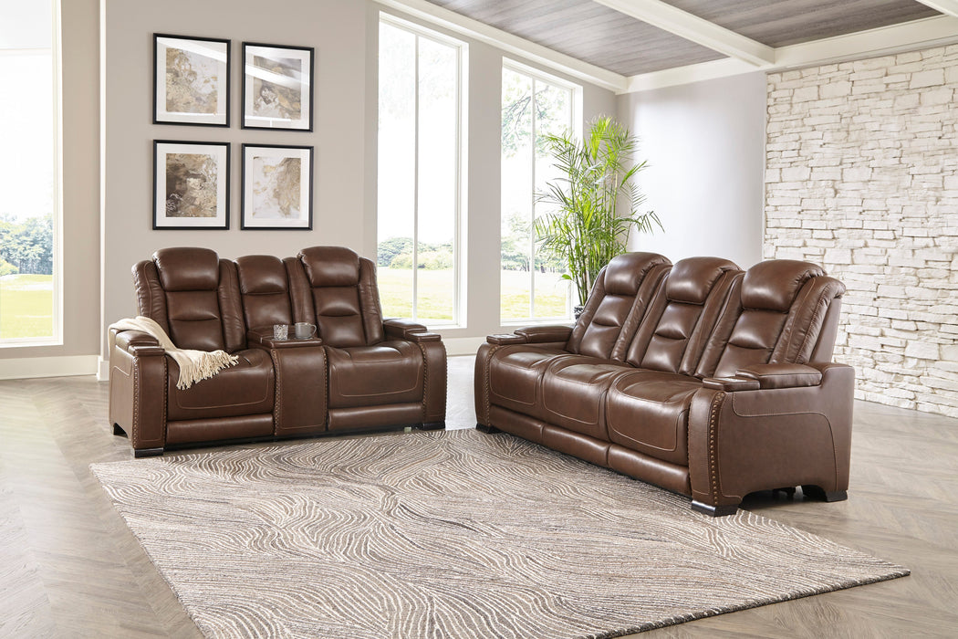 The Man-Den Mahogany Power Reclining Living Room Set - Gate Furniture