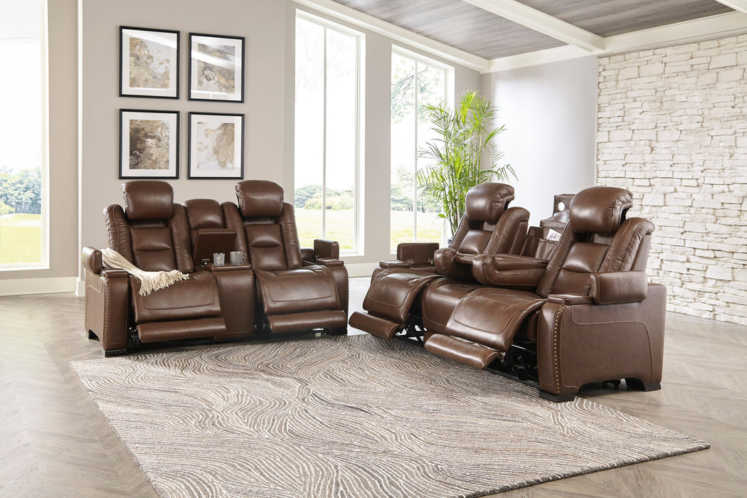The Man-Den Mahogany Power Reclining Living Room Set - Gate Furniture