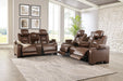 The Man-Den Mahogany Power Reclining Living Room Set - Gate Furniture