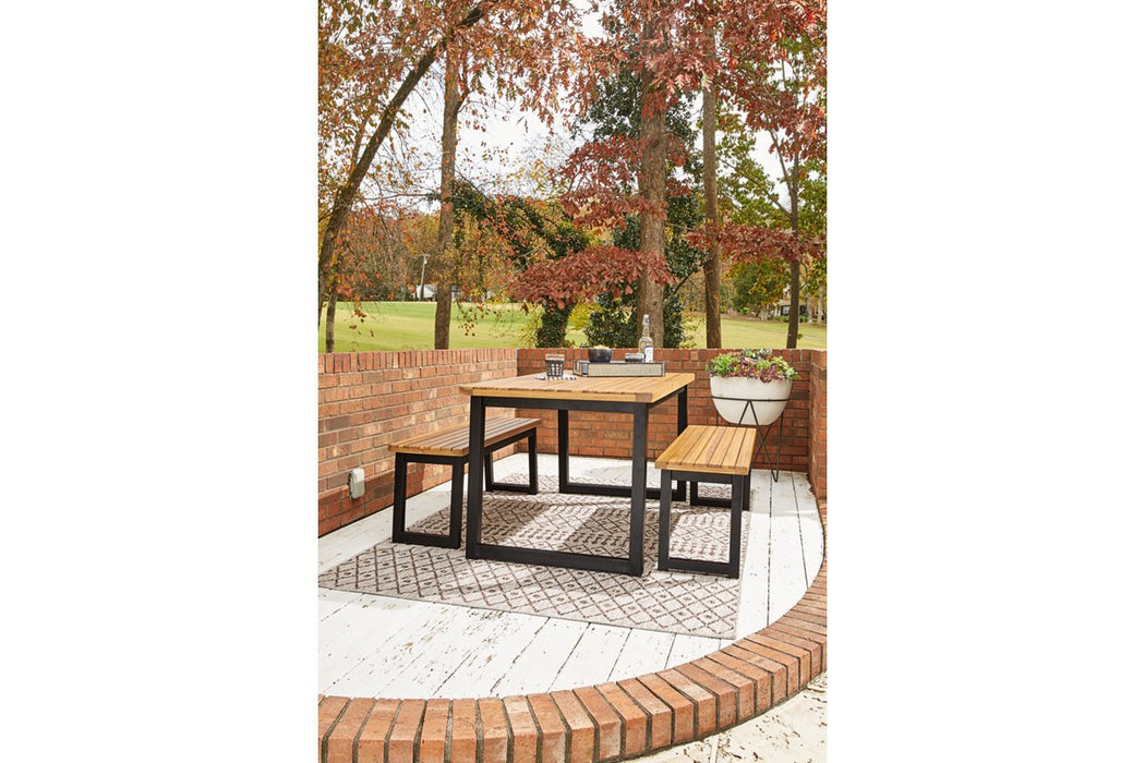 Town Wood Brown/Black Outdoor Dining Table Set (Set of 3) - P220-115 - Gate Furniture