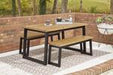 Town Wood Brown/Black Outdoor Dining Table Set (Set of 3) - P220-115 - Gate Furniture