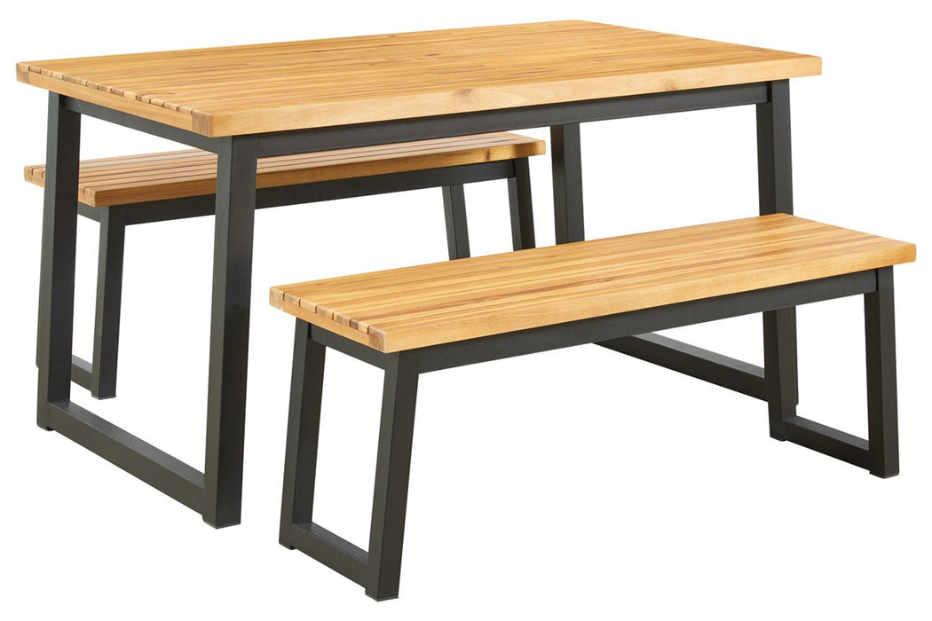 Town Wood Brown/Black Outdoor Dining Table Set (Set of 3) - P220-115 - Gate Furniture