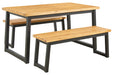 Town Wood Brown/Black Outdoor Dining Table Set (Set of 3) - P220-115 - Gate Furniture